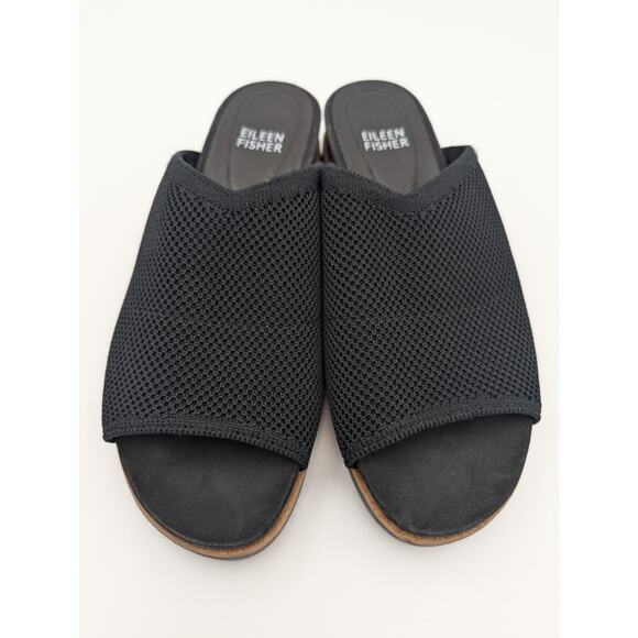 Eileen Fisher Kori Stretch Knit Slide Sandals Women's Black Size US7 EU38 - Picture 3 of 11